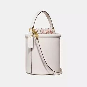 New Rare COACH 69653 Drawstring Bucket Bag 2way Shoulder Crossbody Chalk Leather